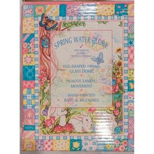 Spring Water Globe Musical Peter Cottontail Egg Shaped Glass Dome 100mm Sankyo